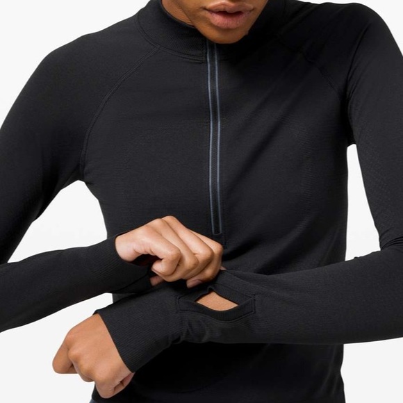 Lululemon swiftly tech 2.0 1/2 zip up reflective zipper crop *cool black grey - Picture 4 of 15